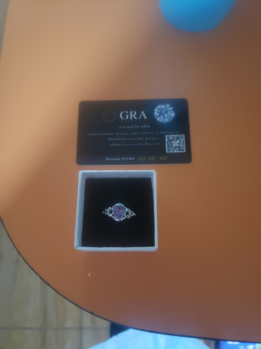 Women's White Gold Ring with Purple Amethyst